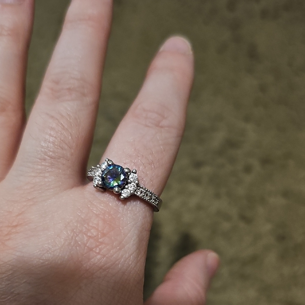 Elegant Silver and Blue Gemstone Ring